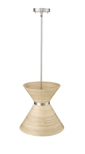 Pendant Fixtures Jaycen Pendant - Brushed Nickel - Natural Bamboo Shade - 13.62in. Diameter - E26 Medium Base