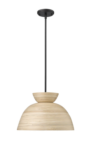 Pendant Fixtures Jaycen Pendant - Matte Black - Natural Bamboo Shade - 16in. Diameter - E26 Medium Base