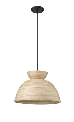 Pendant Fixtures Jaycen Pendant - Matte Black - Natural Bamboo Shade - 16in. Diameter - E26 Medium Base