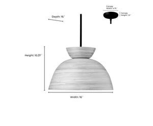 Pendant Fixtures Jaycen Pendant - Matte Black - Natural Bamboo Shade - 16in. Diameter - E26 Medium Base