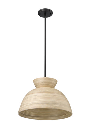 Pendant Fixtures Jaycen Pendant - Matte Black - Natural Bamboo Shade - 16in. Diameter - E26 Medium Base