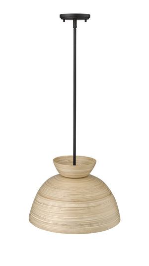 Pendant Fixtures Jaycen Pendant - Matte Black - Natural Bamboo Shade - 16in. Diameter - E26 Medium Base