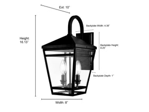 Seager Outdoor Wall Sconce - Textured Black - Clear Glass - 10in. Extension - E12 Candelabra Base