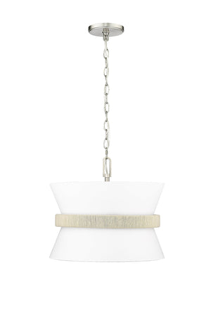 Pendant Fixtures Kimbry Pendant - Brushed Nickel - Fabric Shade - 16.1in. Diameter - E12 Candelabra Base