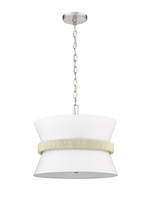 Pendant Fixtures Kimbry Pendant - Brushed Nickel - Fabric Shade - 16.1in. Diameter - E12 Candelabra Base