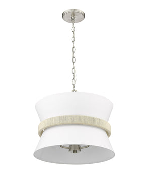 Pendant Fixtures Kimbry Pendant - Brushed Nickel - Fabric Shade - 16.1in. Diameter - E12 Candelabra Base