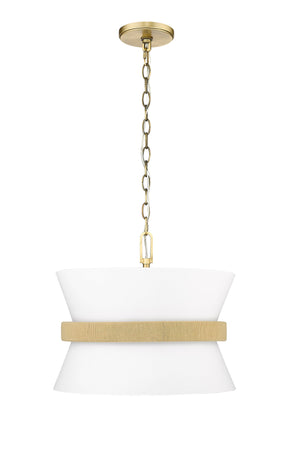 Pendant Fixtures Kimbry Pendant - Vintage Brass - Fabric Shade - 16.1in. Diameter - E12 Candelabra Base