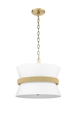 Pendant Fixtures Kimbry Pendant - Vintage Brass - Fabric Shade - 16.1in. Diameter - E12 Candelabra Base