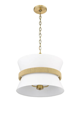 Pendant Fixtures Kimbry Pendant - Vintage Brass - Fabric Shade - 16.1in. Diameter - E12 Candelabra Base