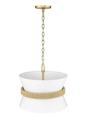 Pendant Fixtures Kimbry Pendant - Vintage Brass - Fabric Shade - 16.1in. Diameter - E12 Candelabra Base