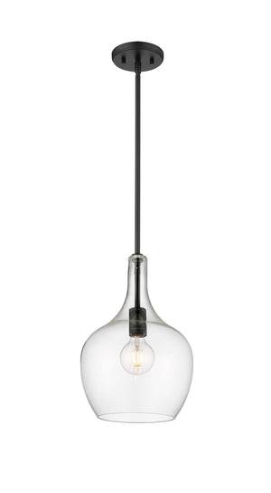 Pendant Fixtures Lamara Pendant - Matte Black - Clear Glass - 10in. Diameter - E26 Medium Base