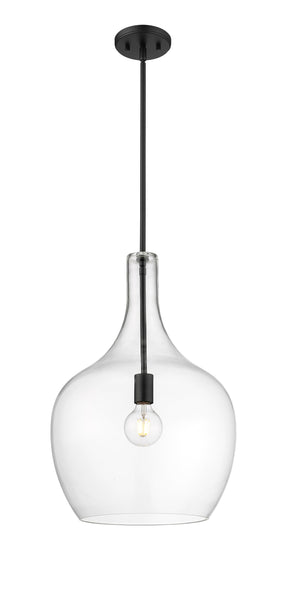 Pendant Fixtures Lamara Pendant - Matte Black - Clear Glass - 15in. Diameter - E26 Medium Base