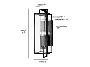 Wall Sconces Lamont Outdoor Wall Sconce - Textured Black - Clear Glass - 9.4in. Extension - E26 Candelabra Base