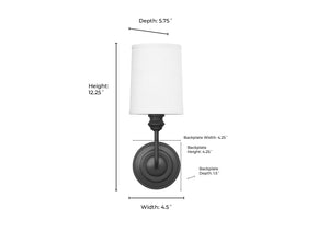 Wall Sconces Leena Wall Sconce - Matte Black - White Glass - 5.75in. Extension - E12 Candelabra Base