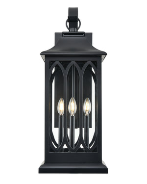 Mallorey Outdoor Wall Sconce - Powder Coated Black - Clear Glass - 13.4in. Extension - E12 Candelabra Base