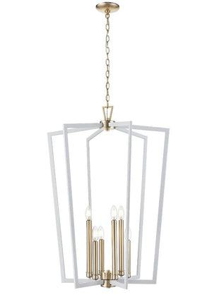 Pendant Fixtures Lizabeth Pendant - Matte White / Modern Gold -  25in. Diameter - E12 Candelabra Base