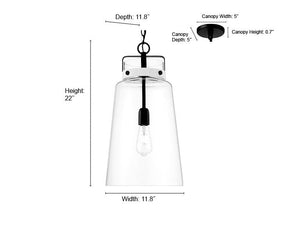 Pendant Fixtures Lolla Pendant - Matte Black - Clear Glass - 11.8in. Diameter - E26 Medium Base