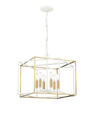 Pendant Fixtures Lowe Pendant - Matte White / Vintage Brass - 22in. Diameter - E12 Candelabra Base