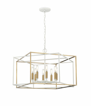 Pendant Fixtures Lowe Pendant - Matte White / Vintage Brass - 28in. Diameter - E12 Candelabra Base