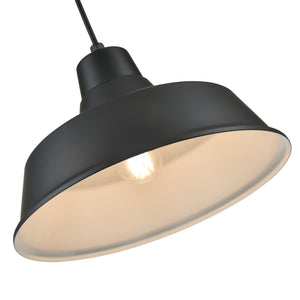 R Series Classic Warehouse Pendant - Satin Black - 14in. Diameter - E26 Medium Base