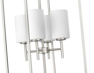 Pendant Fixtures Luxx Pendant - Brushed Nickel - Ribbed Etched Opal White Glass - 18in. Diameter - E26 Medium Base