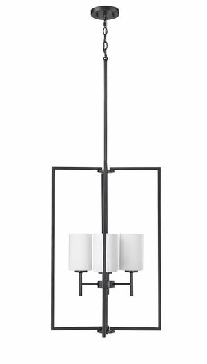 Pendant Fixtures Luxx Pendant - Matte Black - Ribbed Etched Opal White Glass - 18in. Diameter - E26 Medium Base