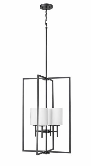 Pendant Fixtures Luxx Pendant - Matte Black - Ribbed Etched Opal White Glass - 18in. Diameter - E26 Medium Base