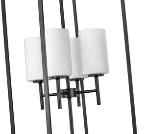 Pendant Fixtures Luxx Pendant - Matte Black - Ribbed Etched Opal White Glass - 18in. Diameter - E26 Medium Base