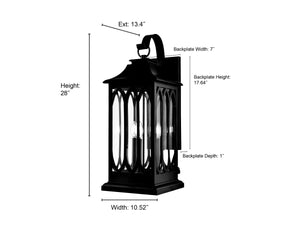 Mallorey Outdoor Wall Sconce - Powder Coated Black - Clear Glass - 13.4in. Extension - E12 Candelabra Base