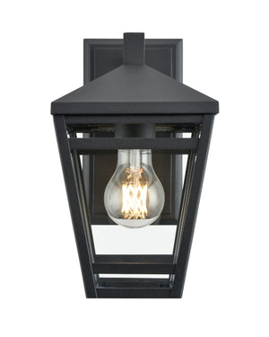 Seager Outdoor Wall Sconce - Textured Black - Clear Glass - 7.375in. Extension - E26 Medium Base