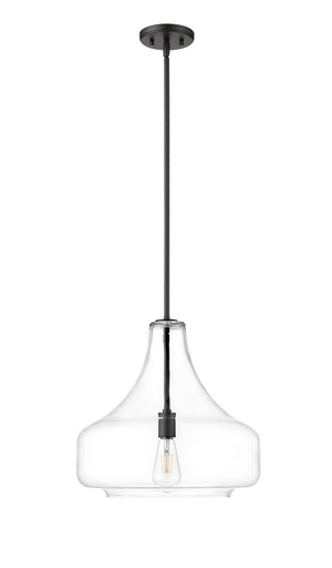 Pendant Fixtures Madelynn Pendant - Matte Black - Clear Glass - 16in. Diameter - E26 Medium Base