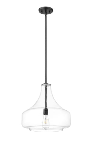 Pendant Fixtures Madelynn Pendant - Matte Black - Clear Glass - 16in. Diameter - E26 Medium Base