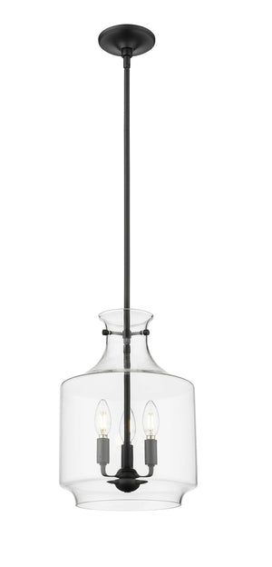 Pendant Fixtures Mahannah Pendant - Matte Black - Clear Glass - 11in. Diameter - E12 Candelabra Base