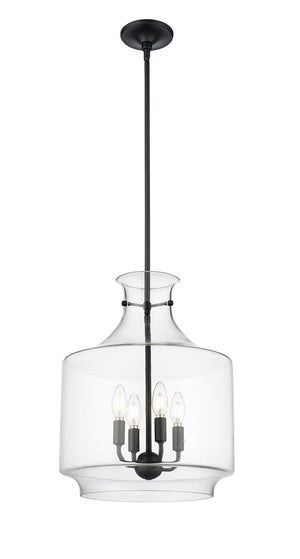 Pendant Fixtures Mahannah Pendant - Matte Black - Clear Glass - 15in. Diameter - E12 Candelabra Base