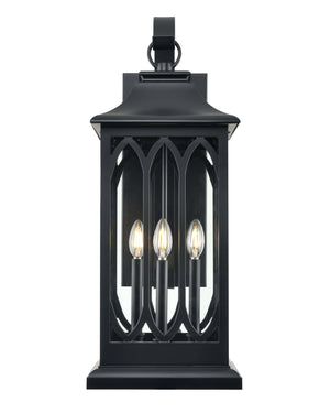 Wall Sconces Mallorey Outdoor Wall Sconce - Powder Coated Black - Clear Glass - 13.4in. Extension - E12 Candelabra Base