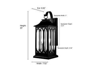 Wall Sconces Mallorey Outdoor Wall Sconce - Powder Coated Black - Clear Glass - 9.83in. Extension - E12 Candelabra Base