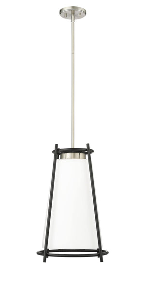 Pendant Fixtures Milroe Pendant - Brushed Nickel - Opal Glass / Etched Outside Glass - 14in. Diameter - E26 Medium Base