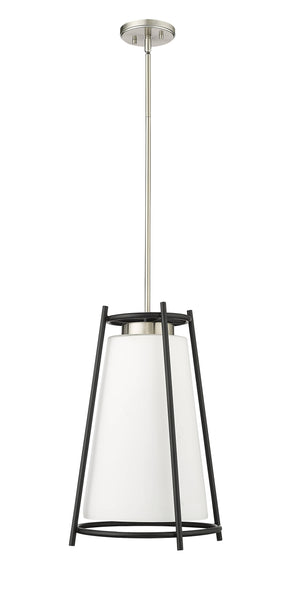 Pendant Fixtures Milroe Pendant - Brushed Nickel - Opal Glass / Etched Outside Glass - 14in. Diameter - E26 Medium Base