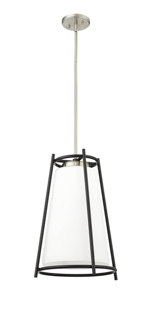 Pendant Fixtures Milroe Pendant - Brushed Nickel - Opal Glass / Etched Outside Glass - 14in. Diameter - E26 Medium Base