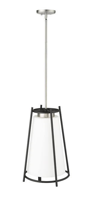 Pendant Fixtures Milroe Pendant - Brushed Nickel - Opal Glass / Etched Outside Glass - 14in. Diameter - E26 Medium Base