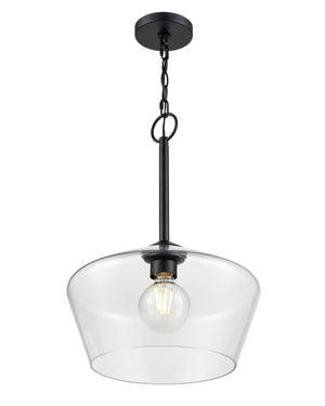 Pendant Fixtures Morbelle Pendant - Matte Black - Clear Glass - 14in. Diameter - E26 Medium Base