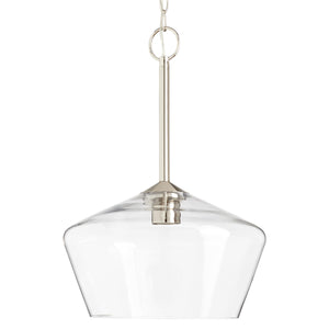 Pendant Fixtures Morbelle Pendant - Polished Nickel - Clear Glass - 14in. Diameter - E26 Medium Base