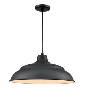 R Series Aluminum Warehouse Pendant - Satin Black - 20in. Diameter - E26 Medium Base