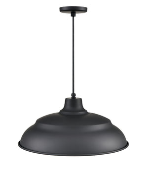 R Series Aluminum Warehouse Pendant - Satin Black - 20in. Diameter - E26 Medium Base