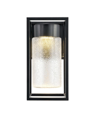 LED Wall Lamps Outdoor Wall Lamp - Powder Coated Black - Clear Textured Glass - 8W Integrated LED Module - 700 Lm - 7in. Extension