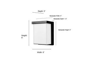 LED Wall Lamps Outdoor Wall Lamp - Powder Coated Black - White Glass - 11W Integrated LED Module - 500 Lm - 5in. Extension