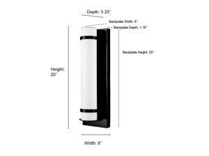 LED Wall Lamps Outdoor Wall Lamp - Powder Coated Black - White Glass - 12W Integrated LED Module - 700 Lm - 5.25in. Extension