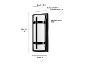 LED Wall Lamps Outdoor Wall Lamp - Powder Coated Black - White Glass - 15W Integrated LED Module - 500 Lm - 3.5in. Extension