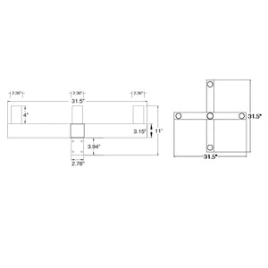 Pole Mounting Accessories Quad 90 Degree Square Vertical Tenon Adapter, Bronze