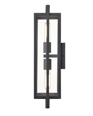 Wall Sconces Rankin Double-Lamp Outdoor Wall Sconce - Textured Black - Clear Glass - 5.7in. Extension - E26 Medium Base